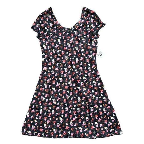 Billabong Kids Youth Floral A-Line Fit Stretch Dress Black Pebble - Picture 1 of 5